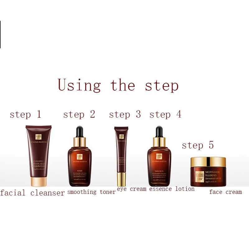 5Pcs/set Fullerene Nicotinamide Skin Care, Moisturizing Hydrating Face