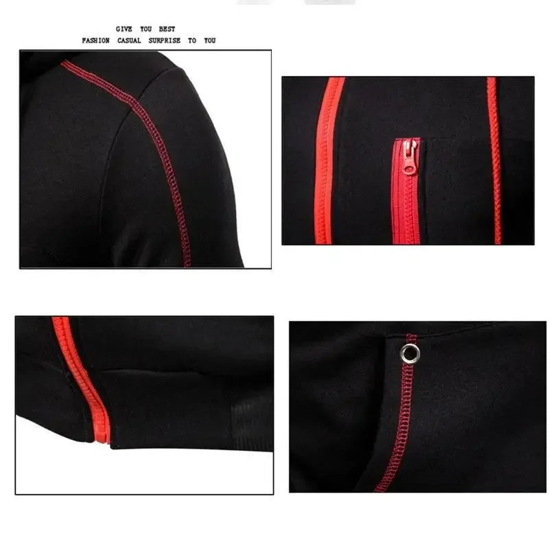 New Solid Men's Zipper Jacket Hooded Pullover + Sweatpants Sports Casual