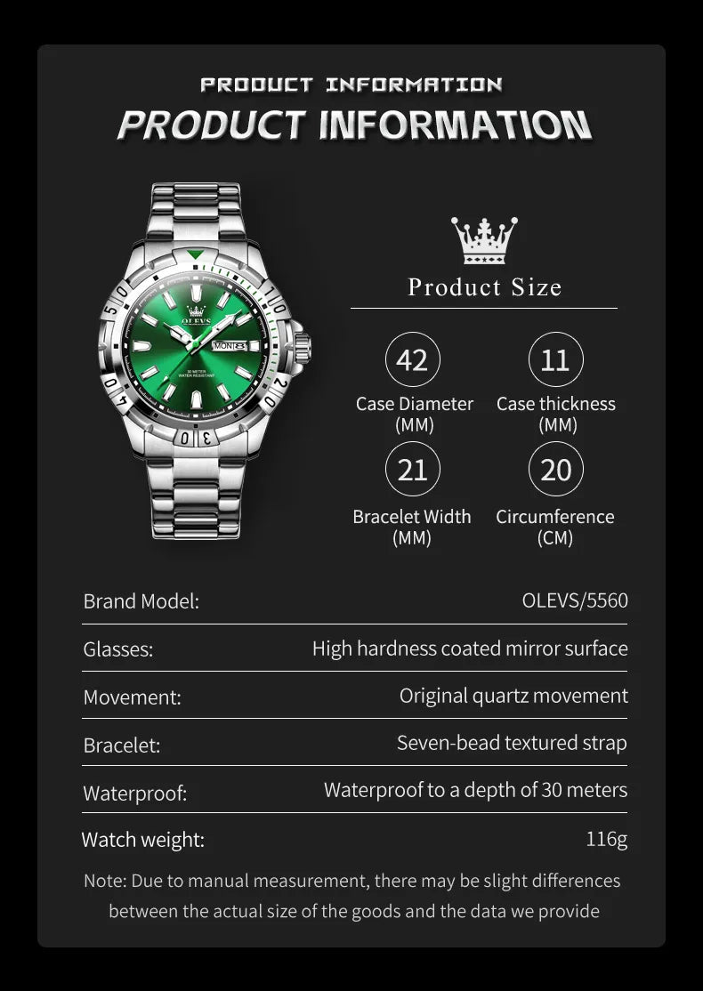 OLEVS 5560 Original Diving Series Quartz Watch for Men