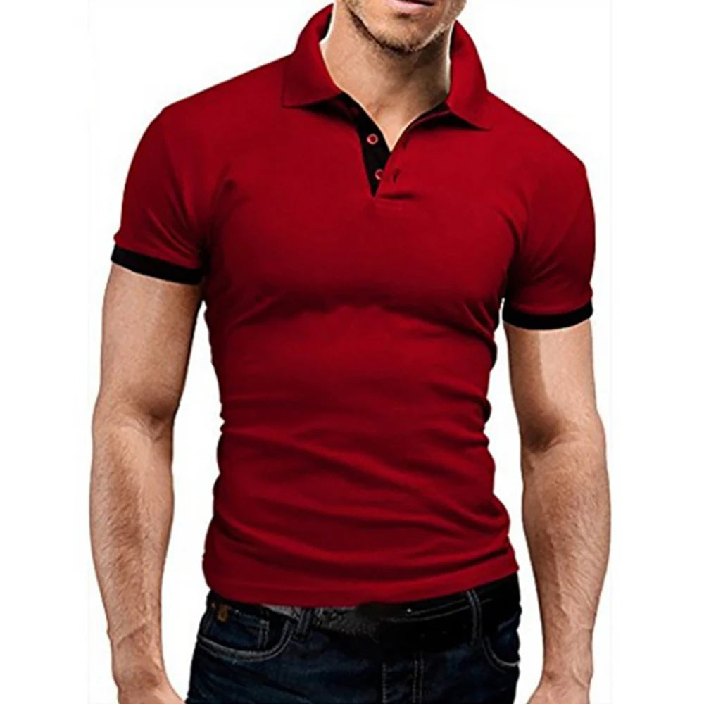 Summer New Men's Collar Hollow Short-sleeved Polo Shirt Breathable Business Fashion T-Shirt