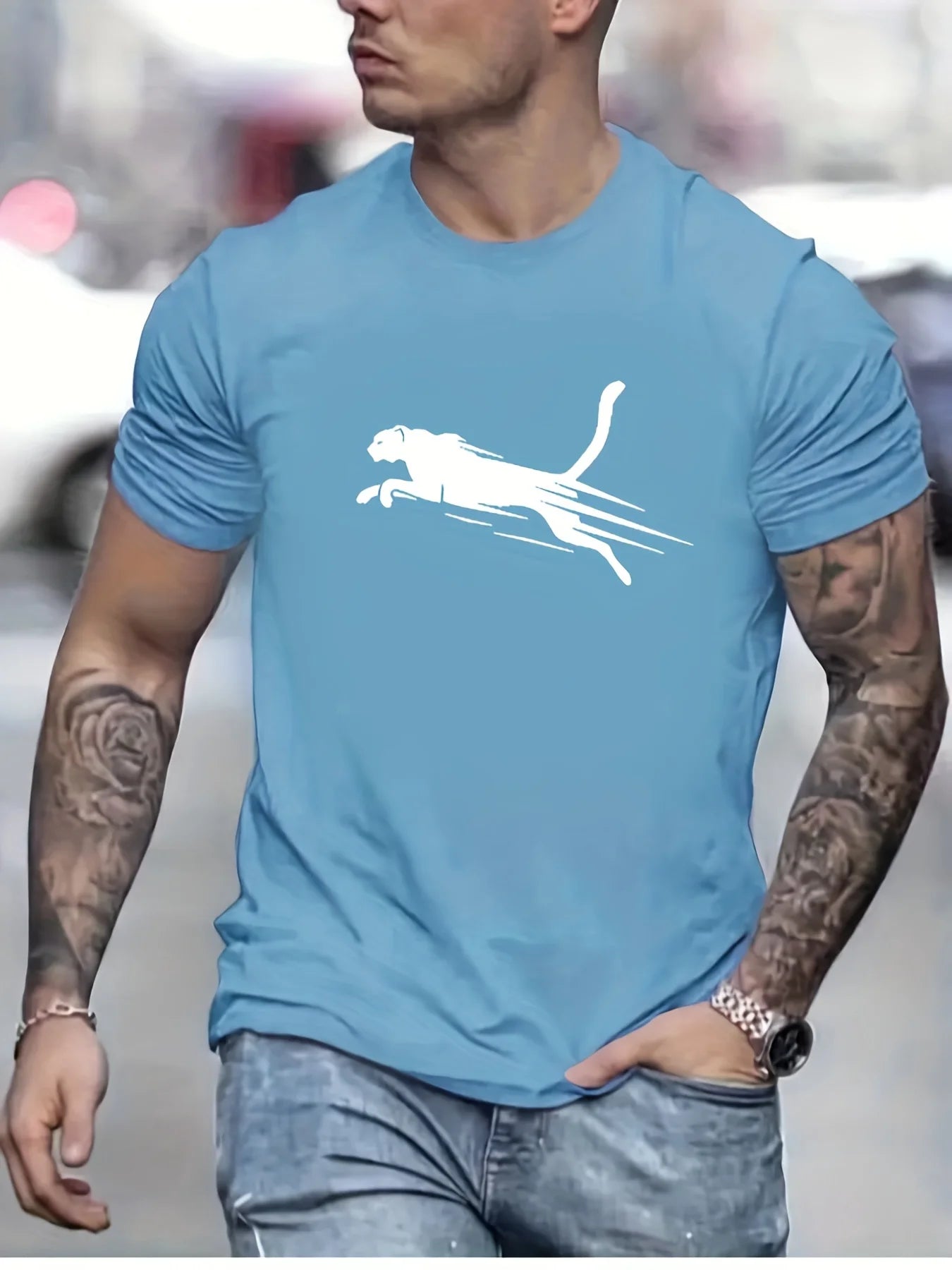 Men's Summer Loose Fit 100 Cotton Printed T-shirt Tops