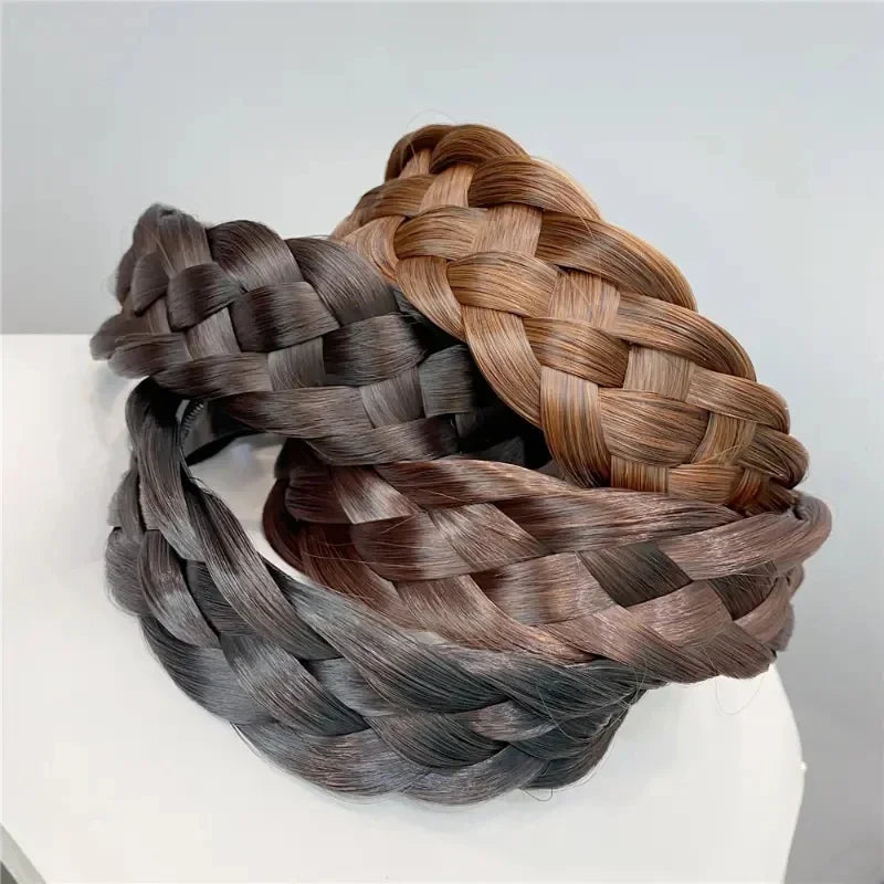 Wig Braided Headbands for Women Fishbone Wide