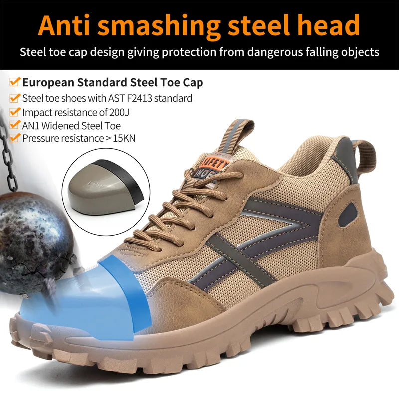 MJYTHF Brand Work Safety Boots Male Steel Toe Cap Indestructible Shoes