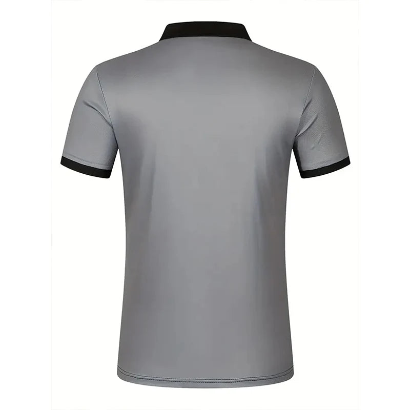 Men Summer Short Sleeve Spell Color 3D Digital Print Polo Shirt