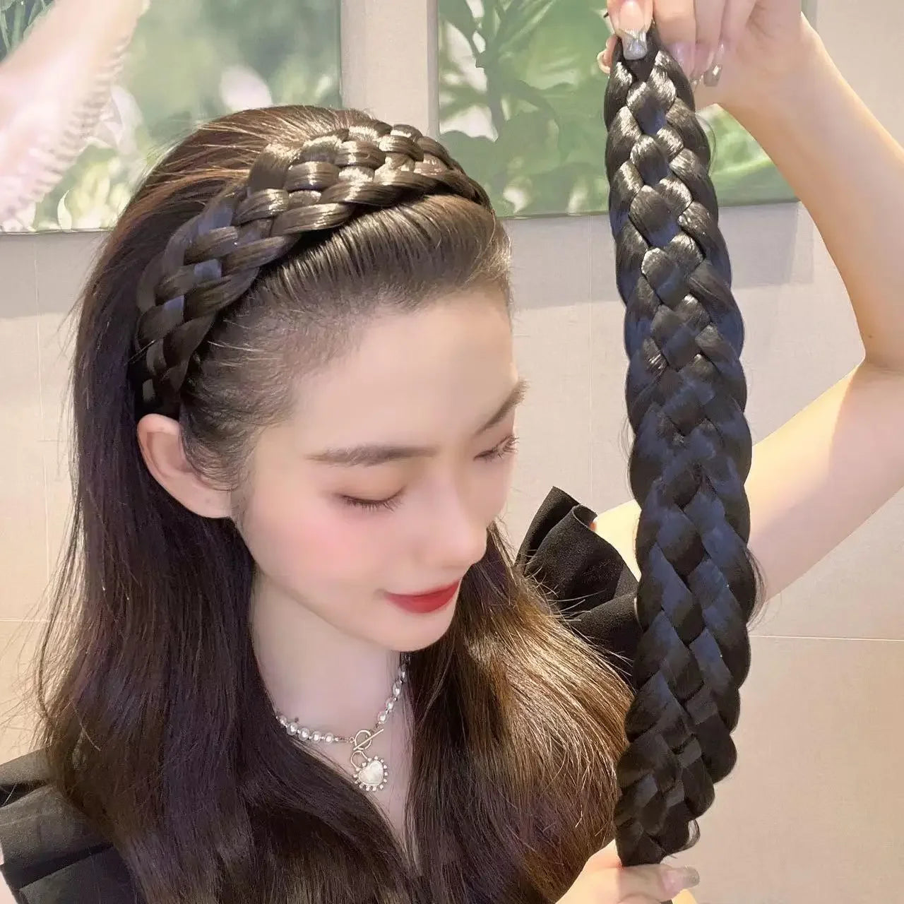 Wig Braided Headbands for Women Fishbone Wide