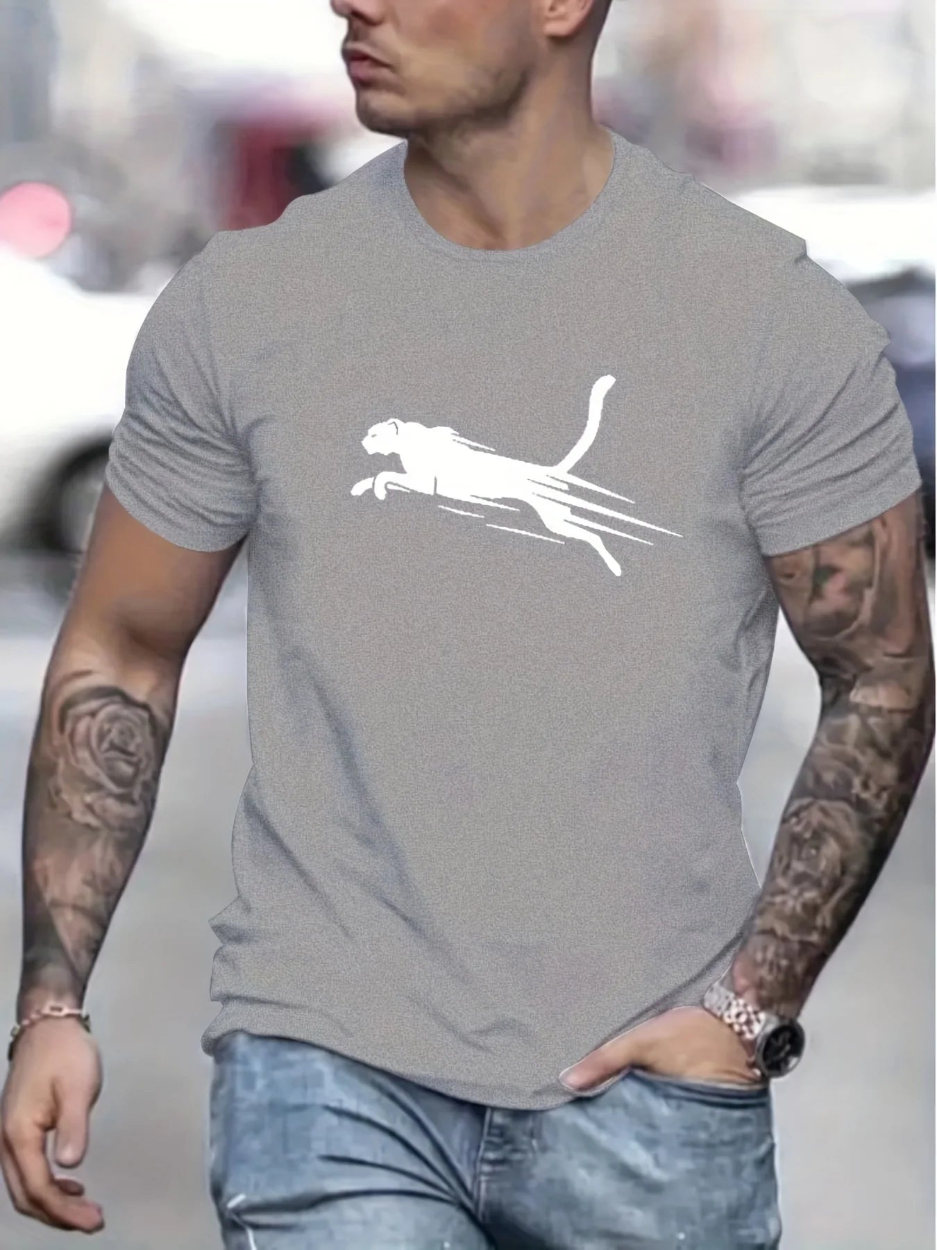 Men's Summer Loose Fit 100 Cotton Printed T-shirt Tops