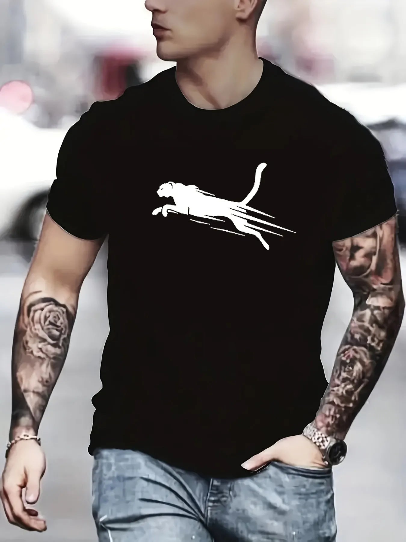 Men's Summer Loose Fit 100 Cotton Printed T-shirt Tops