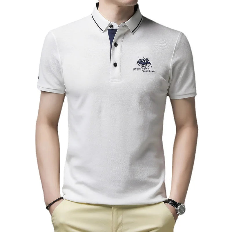 New Summer Korean Embroidered Polo Shirt Men's Luxury Top Casual Lapel Short Sleeve