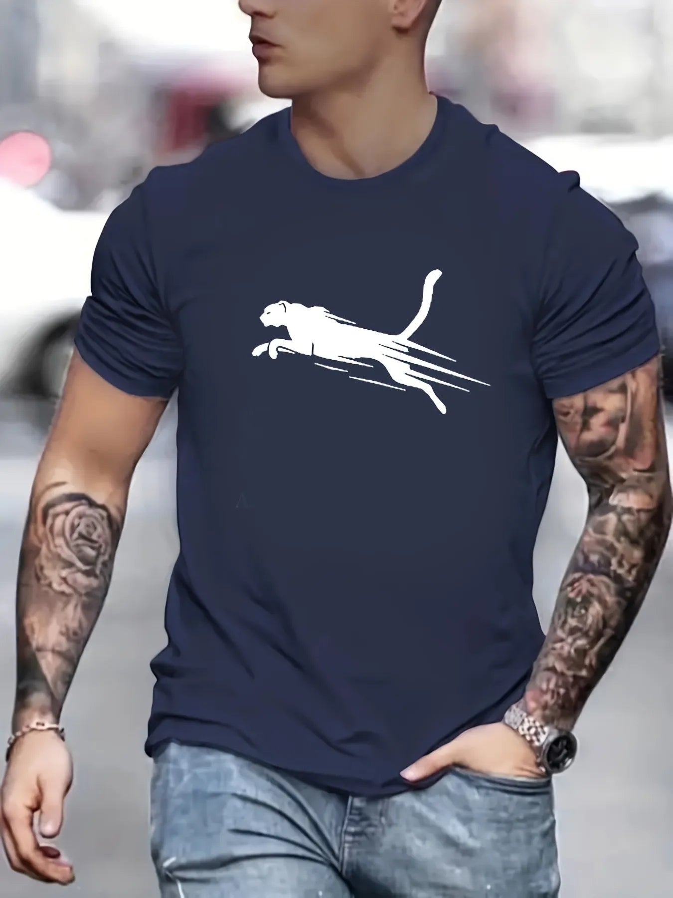Men's Summer Loose Fit 100 Cotton Printed T-shirt Tops