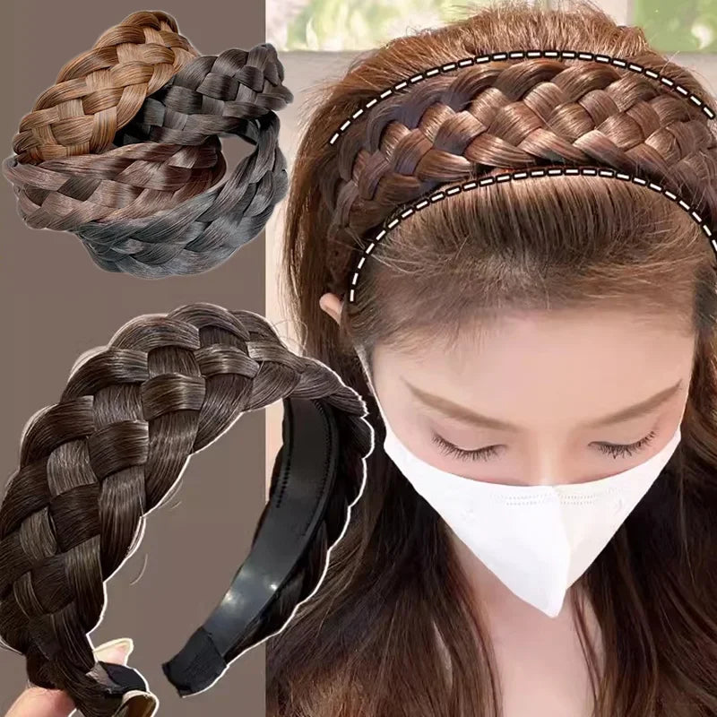 Wig Braided Headbands for Women Fishbone Wide