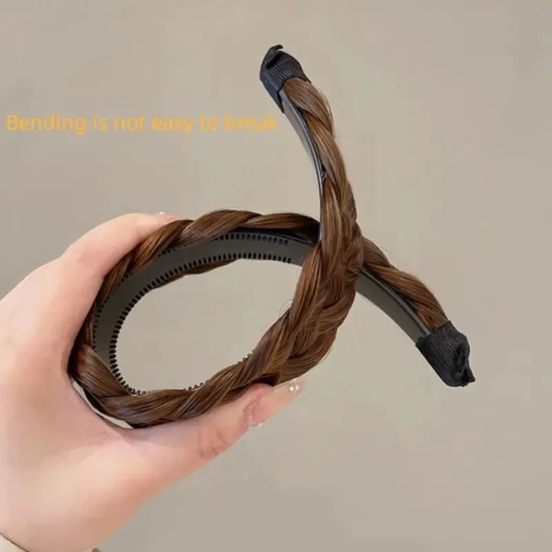 Wig Braided Headbands for Women Fishbone Wide