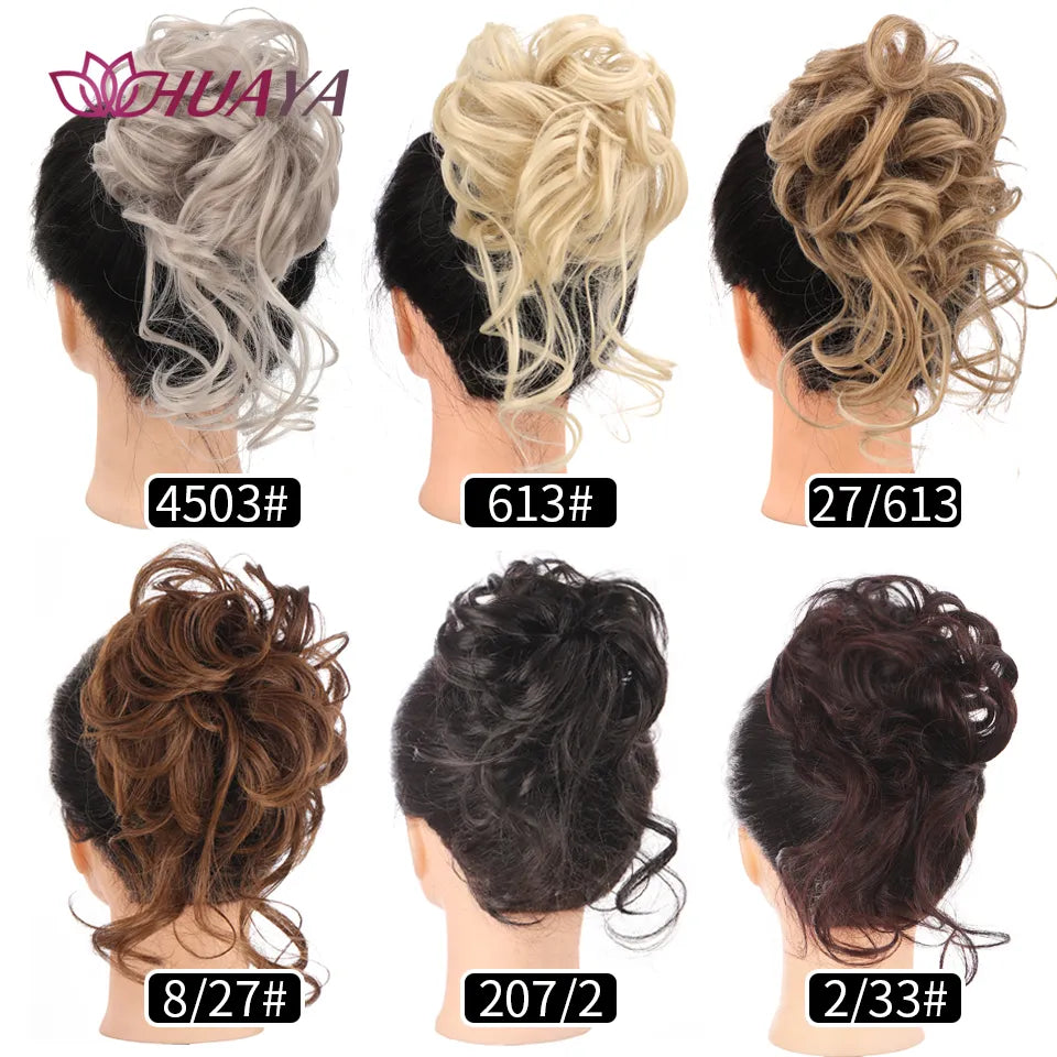HUAYA Synthetic Messy Curly Claw Hair Bun Chignon