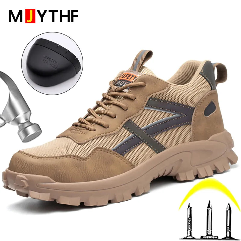 MJYTHF Brand Work Safety Boots Male Steel Toe Cap Indestructible Shoes