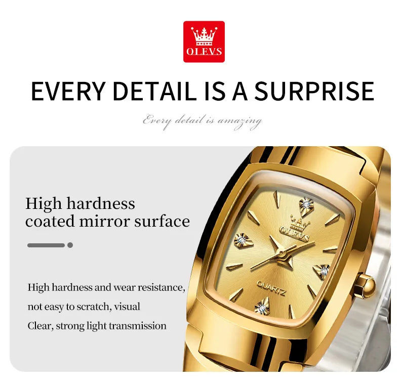 OLEVS 7006 Original Quartz Watch for Couple Tungsten steel Diamond Gold Watch Waterproof