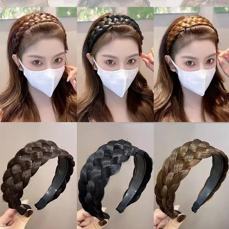 Wig Braided Headbands for Women Fishbone Wide