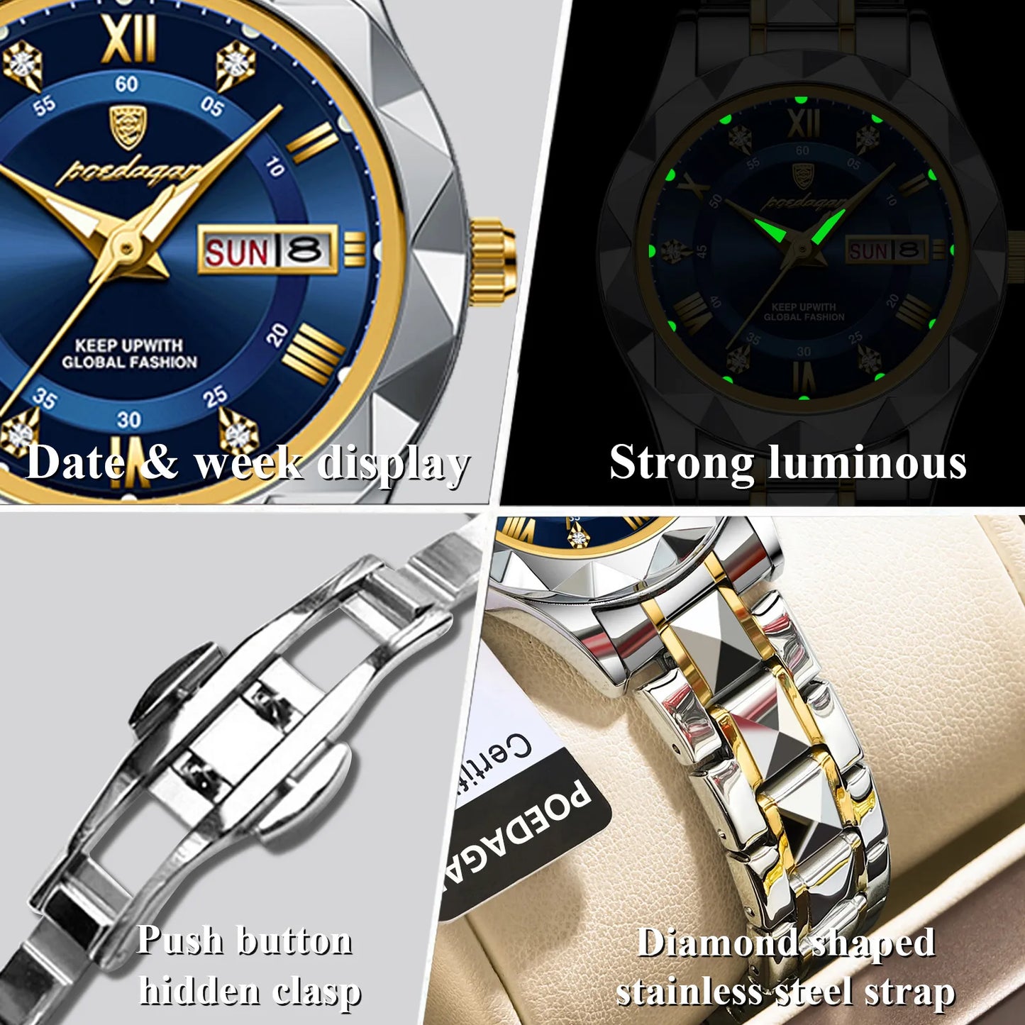 POEDAGAR Luxury Ladies Watch Luminous Waterproof