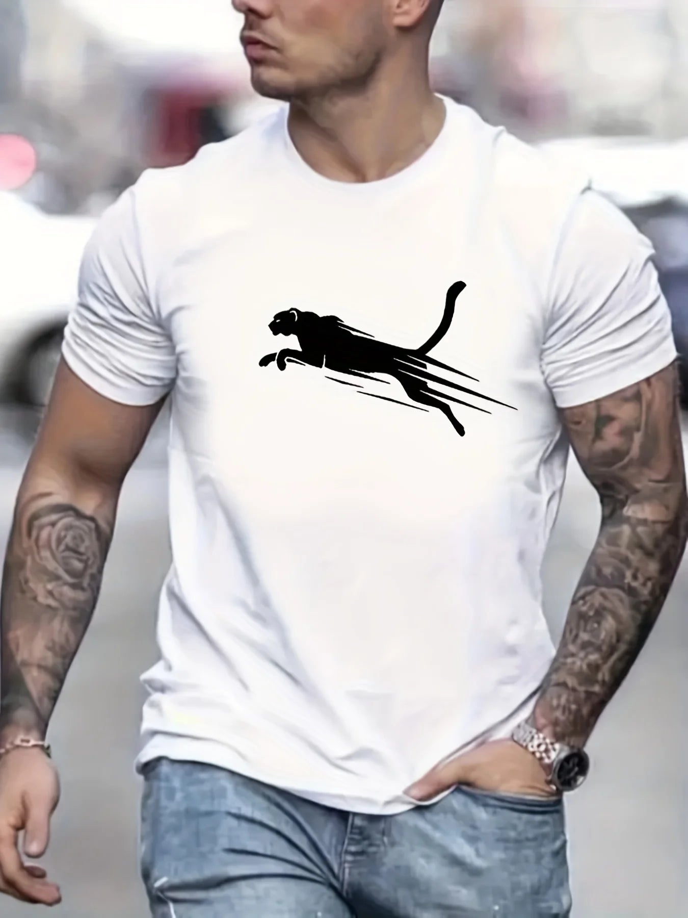 Men's Summer Loose Fit 100 Cotton Printed T-shirt Tops