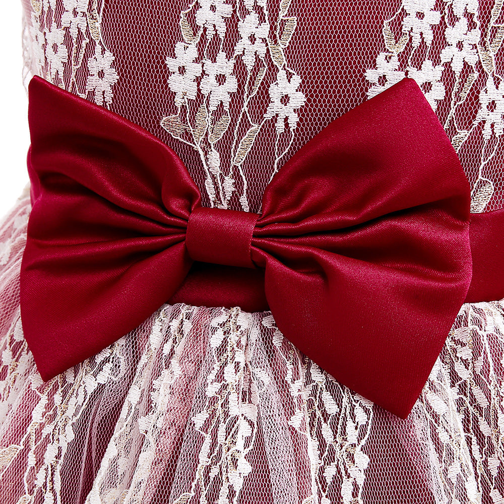 Girls' Fashion Lace Color Matching Dress Petti skirt