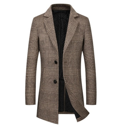 Trench Men's plaid Automn and Winter Coat