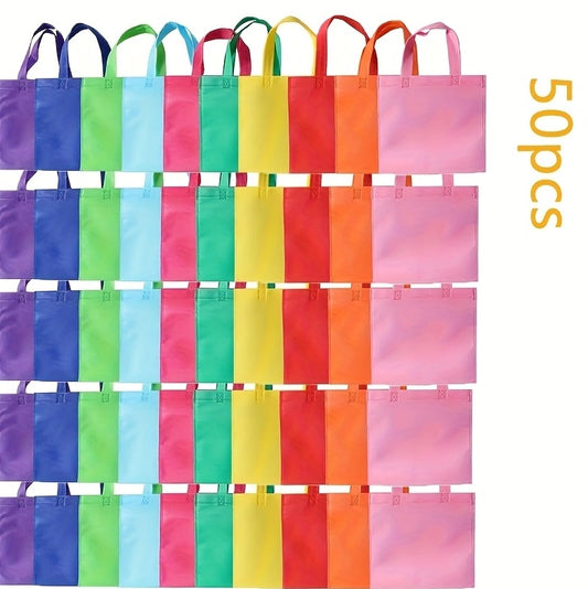 50 Non-woven Colored Bags-Reusable Non-woven Gift Bag With Non-slip Handle, Foldable, Suitable For Weddings, Parties, Events, Small Gifts, And Wedding Accessories