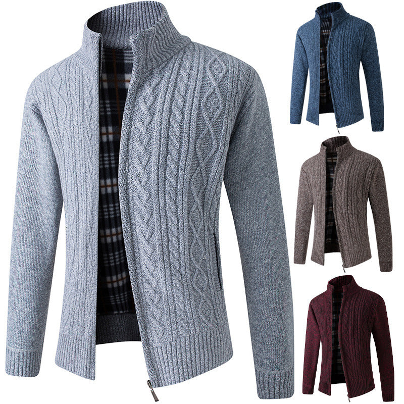 Autumn And Winter Men Plus Wear Warm Jacket Cardigan Sweater