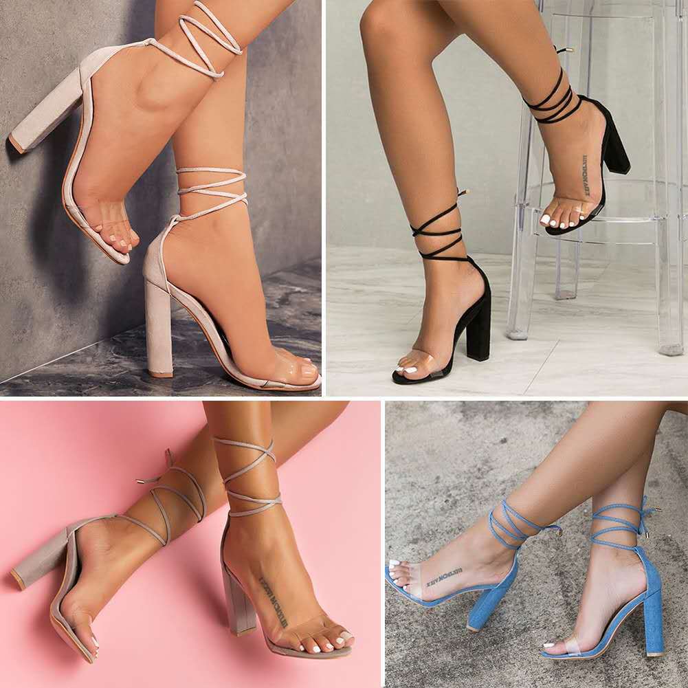 Wish Cross-border Foreign Trade Large Size High Heel Sandals for Ladies