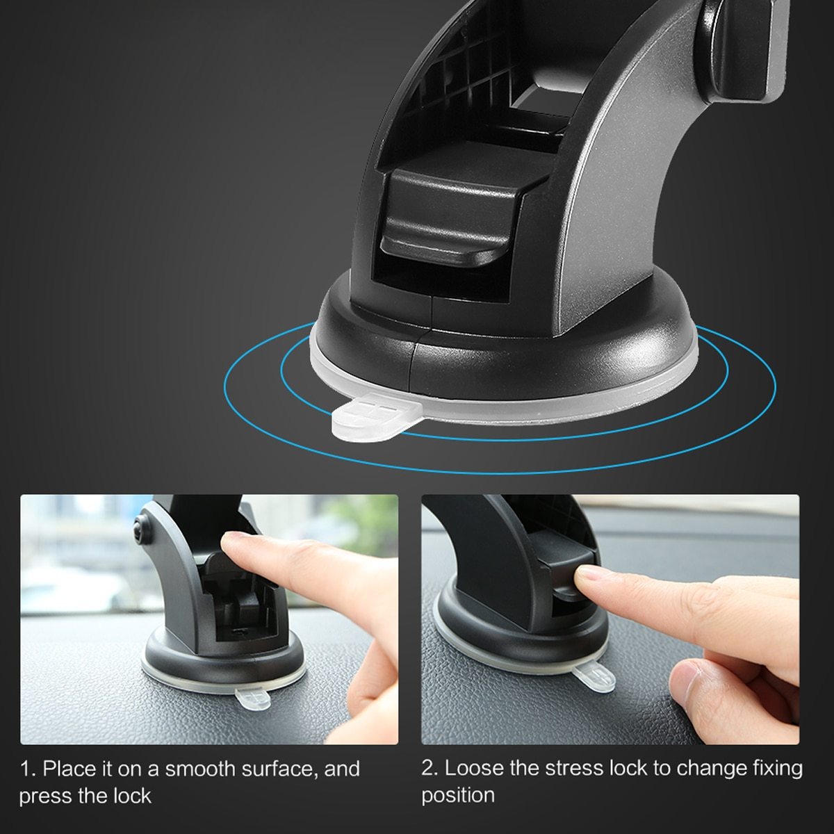 Car Phone Holder Long Rod Telescopic, Car Dashboard Suction Cup Type