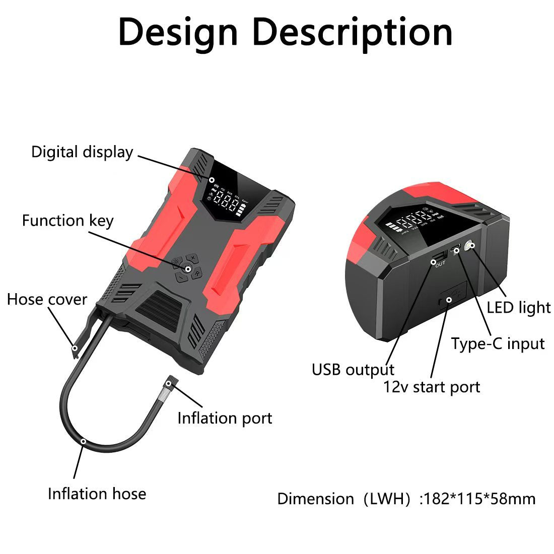 4in1 Multi-functional Car Emergency Jump Starter 12V High-Power Automotive Battery