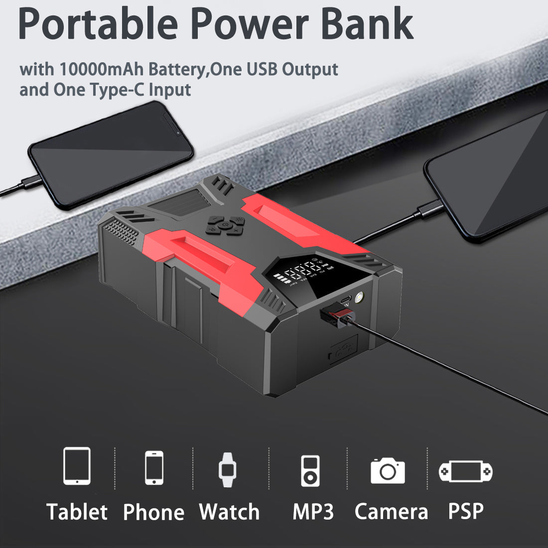 4in1 Multi-functional Car Emergency Jump Starter 12V High-Power Automotive Battery