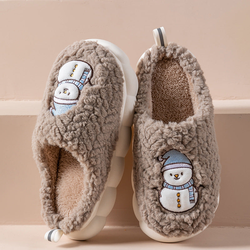 Cute Snowman Slippers Winter Indoor Household