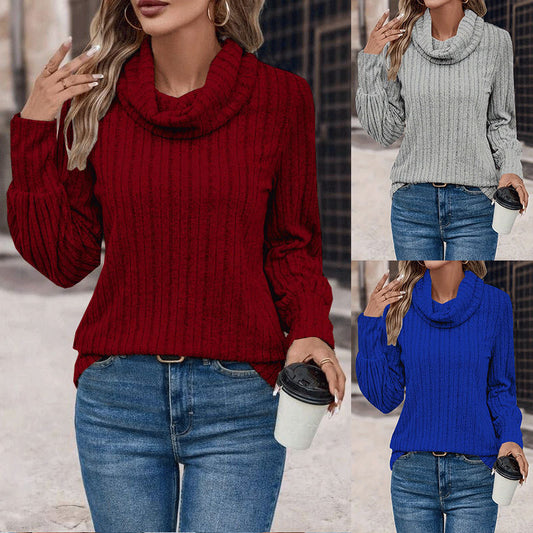 Casual Solid Color, High Collar Warm, Long Sleeve for women.
