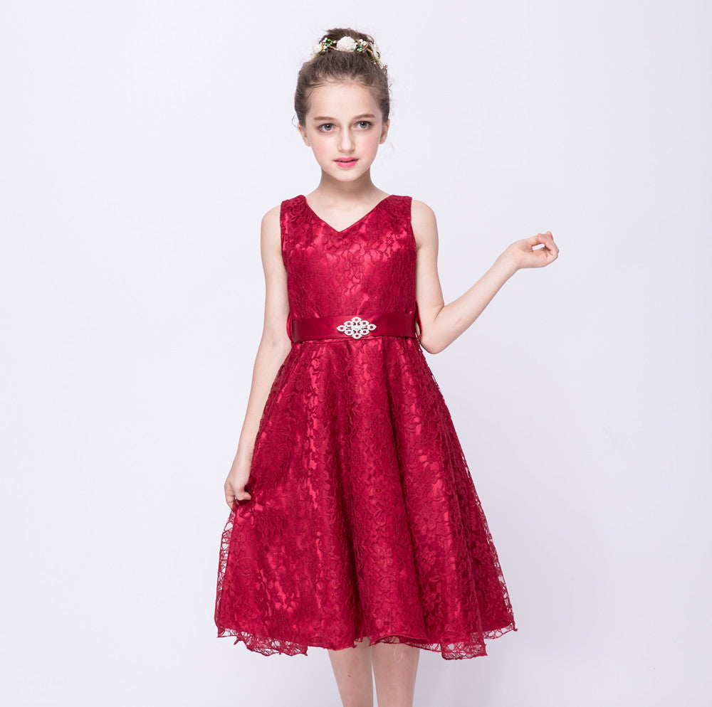 Kids girls dress children Costume Girls Dress Lace Dress Tong