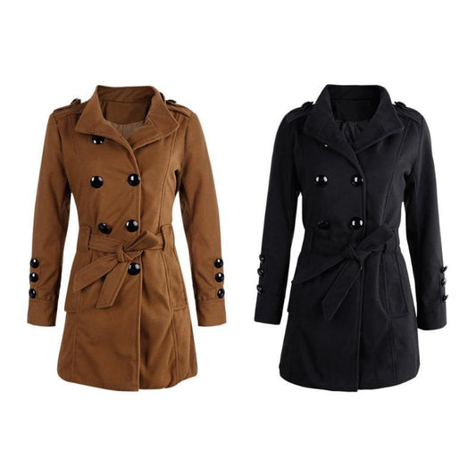 Woolen women's coat, trench coat