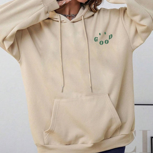 Double-Sided Printed American Hooded Plain Letter Sweater for women