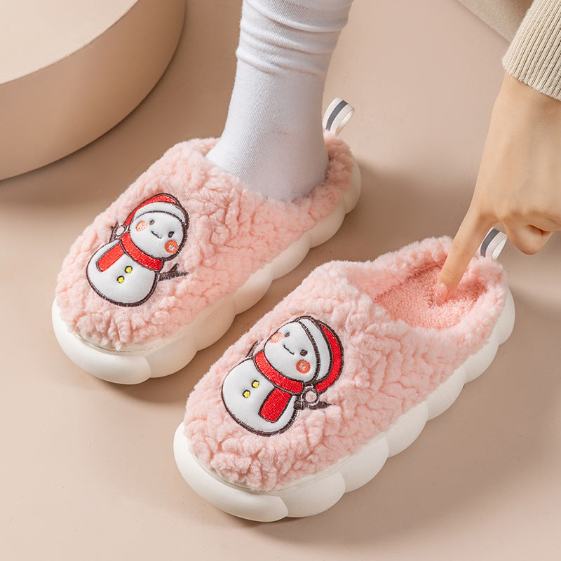 Cute Snowman Slippers Winter Indoor Household