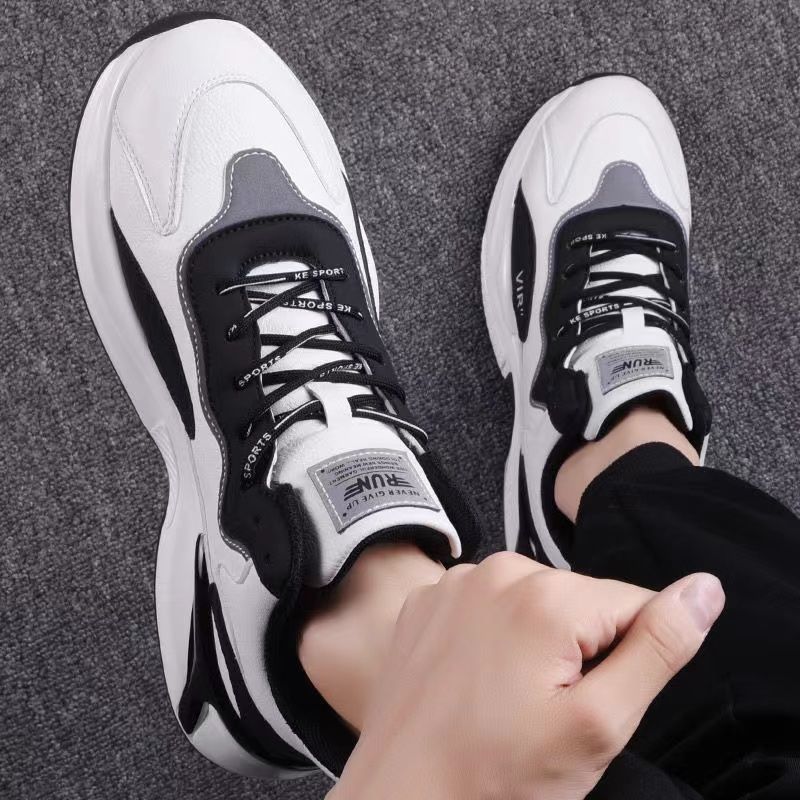 Fashion Black White Sneakers Casual Outdoor Lightweight Breathable Sports Shoes For Men