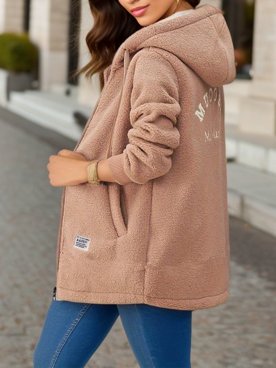 Winter Fleece Hooded Jacket Fashion Casual for Women