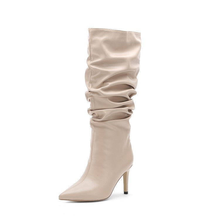 Classic Pleated mid-Autumn boot for women