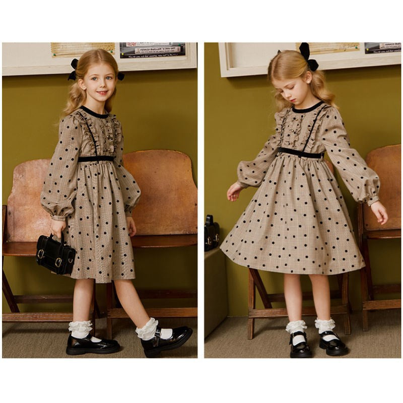 Girls Kids Polka Dot Princess Dress