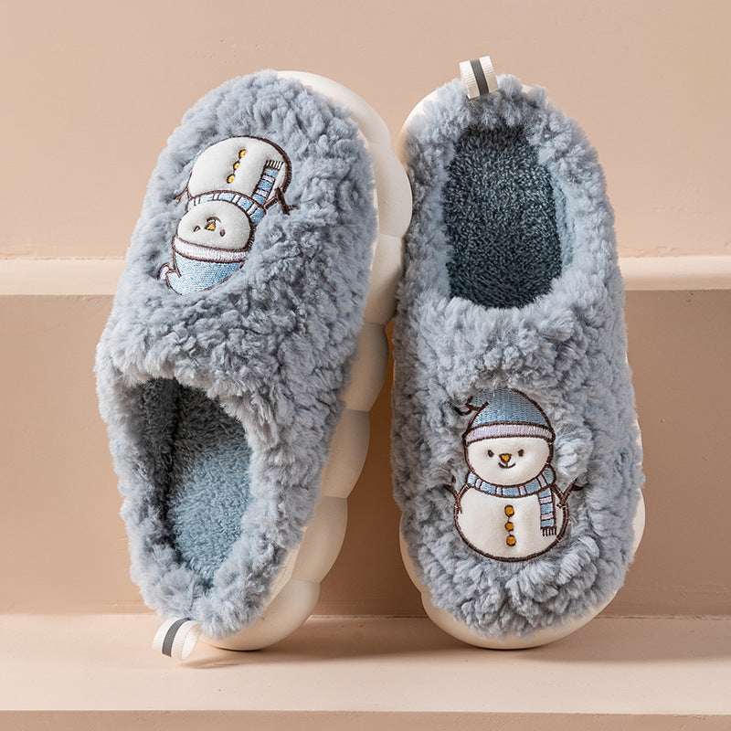 Cute Snowman Slippers Winter Indoor Household