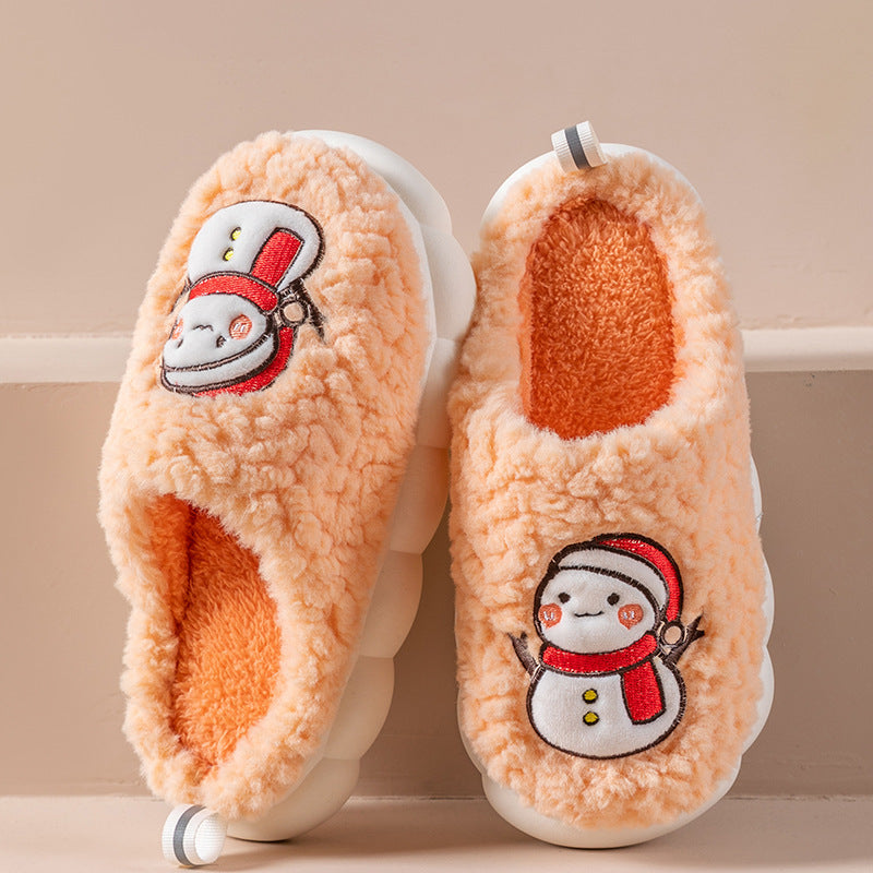 Cute Snowman Slippers Winter Indoor Household