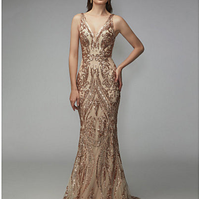 Gold Sequin High-End Dress Summer