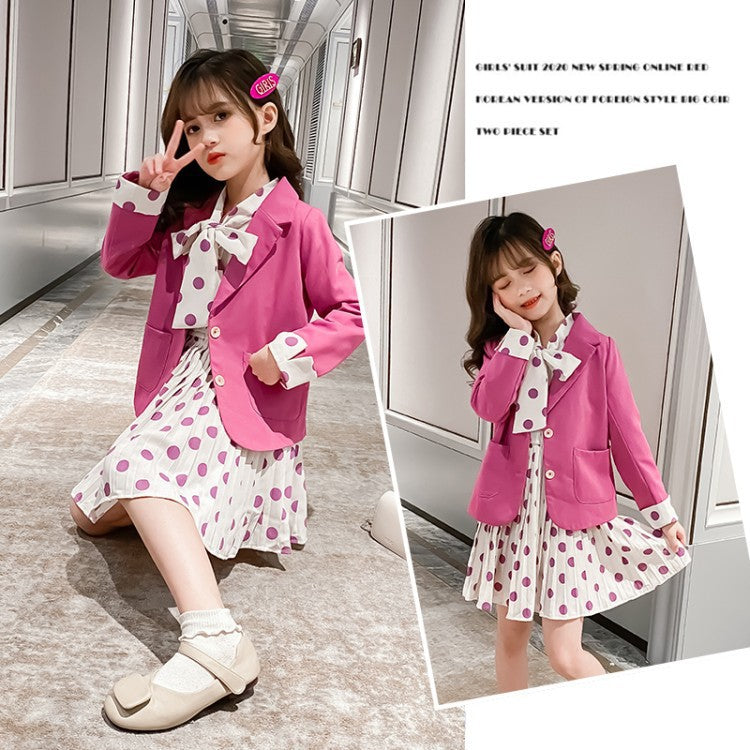 Children's Suit Dress In Trendy Big kids Polka Dot Dress