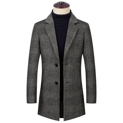 Trench Men's plaid Automn and Winter Coat