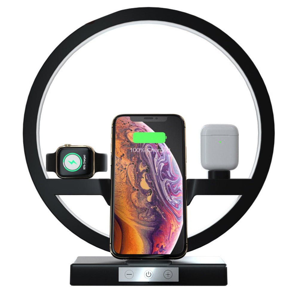 Wireless Charger Stand Table Lamp Touch Switch 10W for Apple Watch, Cell Phones and Headphones