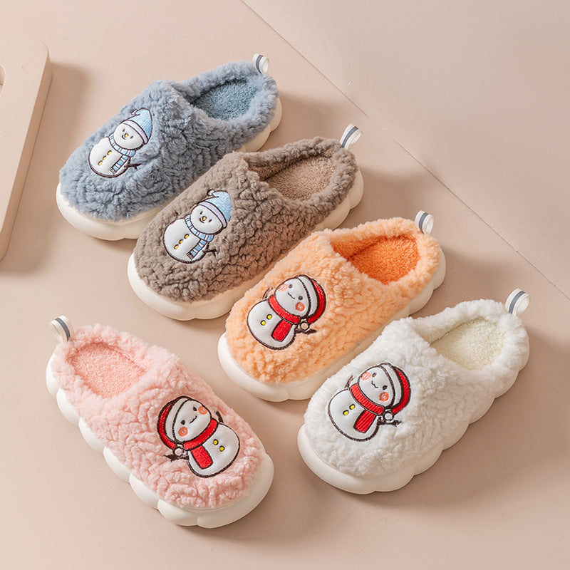 Cute Snowman Slippers Winter Indoor Household