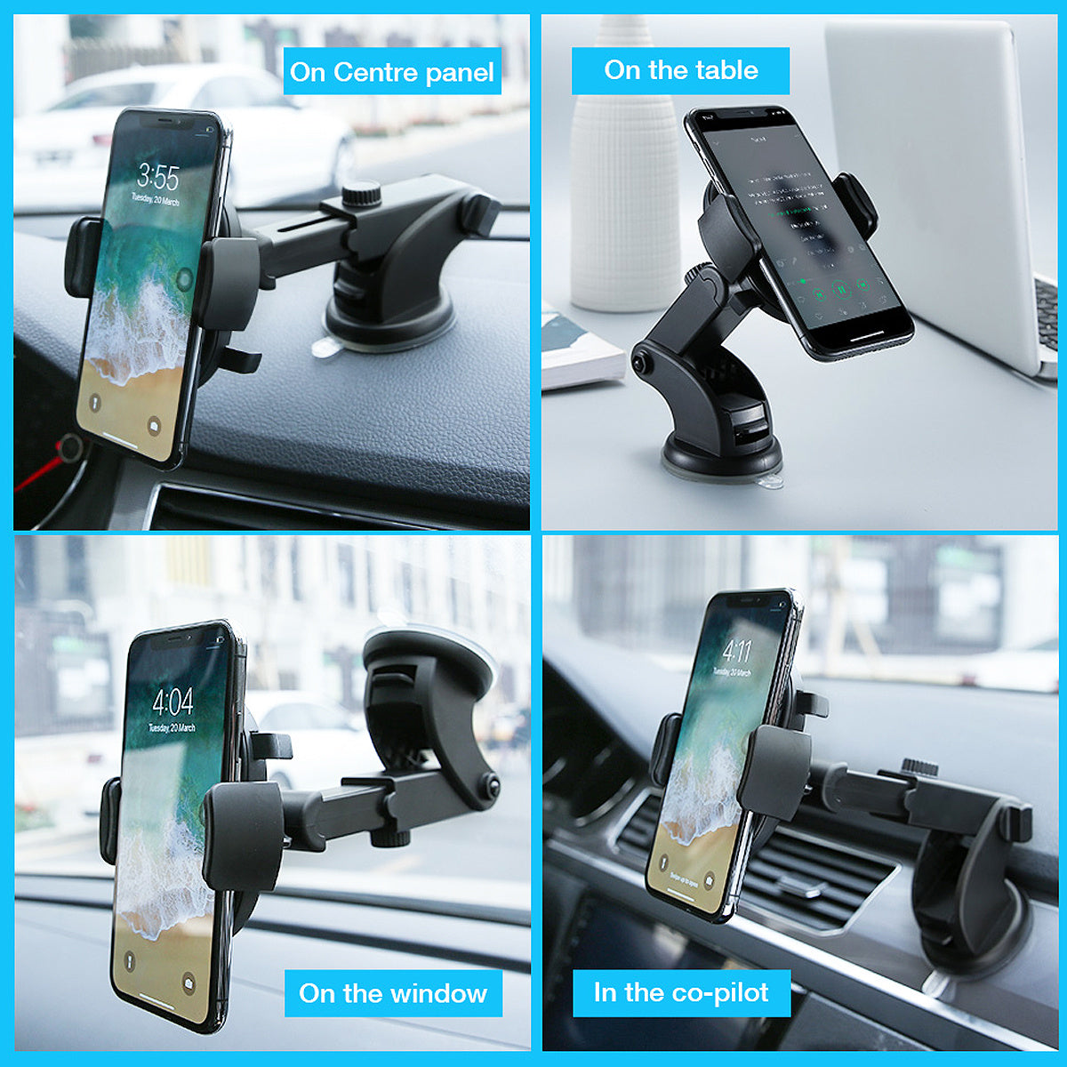 Car Phone Holder Long Rod Telescopic, Car Dashboard Suction Cup Type