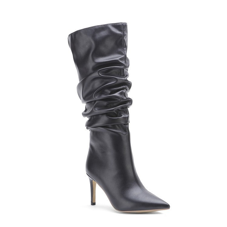 Classic Pleated mid-Autumn boot for women