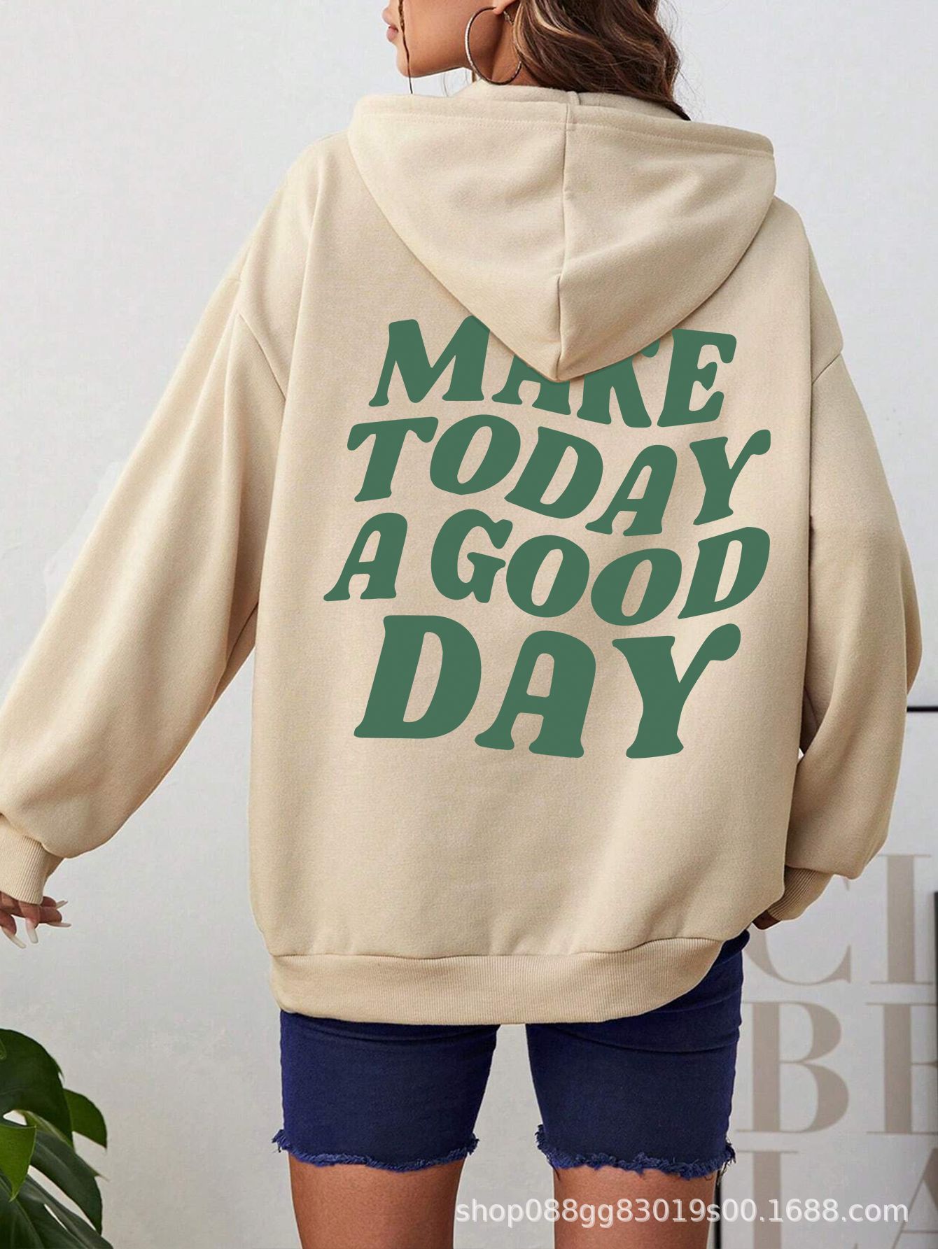 Double-Sided Printed American Hooded Plain Letter Sweater for women