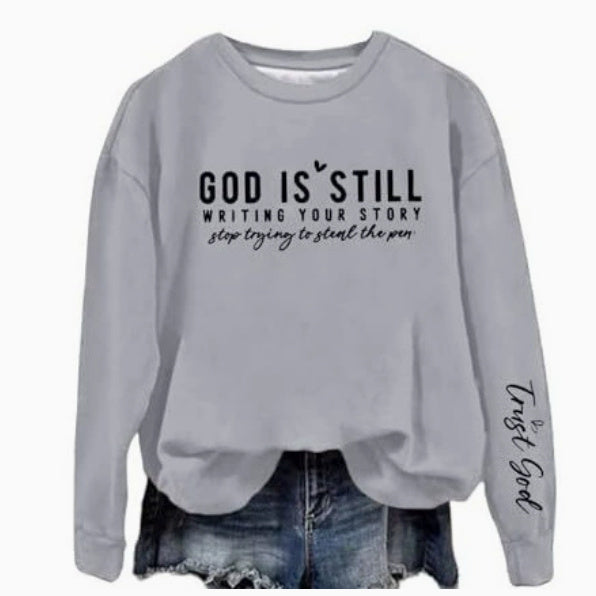 Vibrant Letter Print Crew Neck Sweatshirt Soft